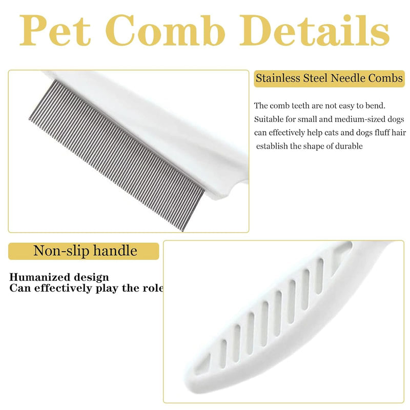 Mezrkuwr® Pack of 2 Fine Tooth Combs for Pets, Cat Dog Flea Comb Pet Comb Lice Comb Professional Dust Comb Flea Flea Comb Lice Combs Tear Stain Remover (White) - PawsPlanet Australia