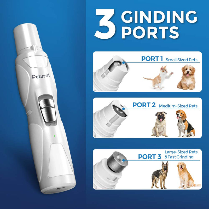 [Australia] - Dog Nail Grinder Upgraded 2 Speed Pet Nail Trimmer Gentle Painless Electric Paws Grooming Trimming Small Medium Large Dogs Cats Portable Rechargeable by Petural 