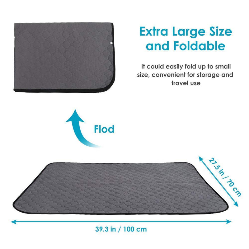 MMBOX Washable Dog Pee Pad, 2 Pack Super Fast Absorbent Reusable Waterproof Comfortable Unscented Puppy Doggy Cats Potty Housebreaking Training Pads Whelping Mat (Gray（2Pack）, 39 x 27 inch) - PawsPlanet Australia