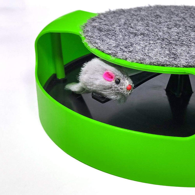 [Australia] - Pasking Interactive Cat Toy, Catch The Mouse Cat Toy with a Running Mouse and a Scratching Pad, Cat Scratcher Catnip Toy, Quality Kitten Toys, Green 