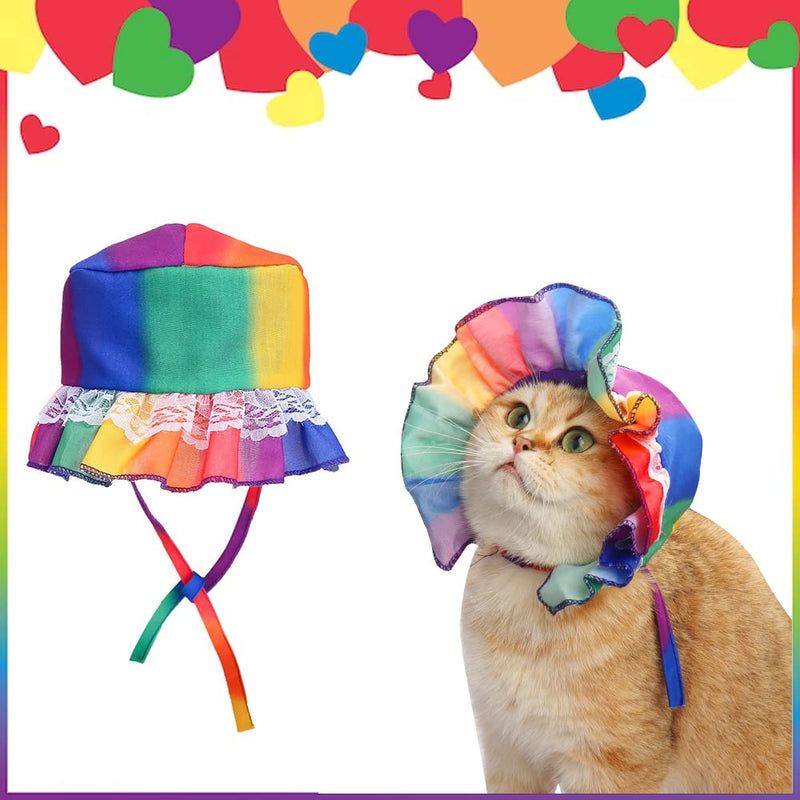 Pride Month Dogs Cats Costume Bucket Hat Gay Pride Rainbow Adjustable Pet Visor Hats, Pets Sun Cap Costume Accessories for Cats Dogs Small Pets Gay Pride Month Party Daily Clothes Costume Supplies (M) Medium - PawsPlanet Australia