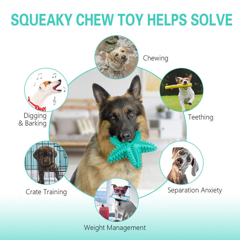 Dog Chew Toys Teeth Cleaning Toothbrush Squeaky Toy, Durable Puppy Teething Chew Toy Tough Pet Dental Oral Care Brushing Sticks Dogs Chewing Toys for Aggressive Chewers Small Medium Breed Lake Blue - PawsPlanet Australia