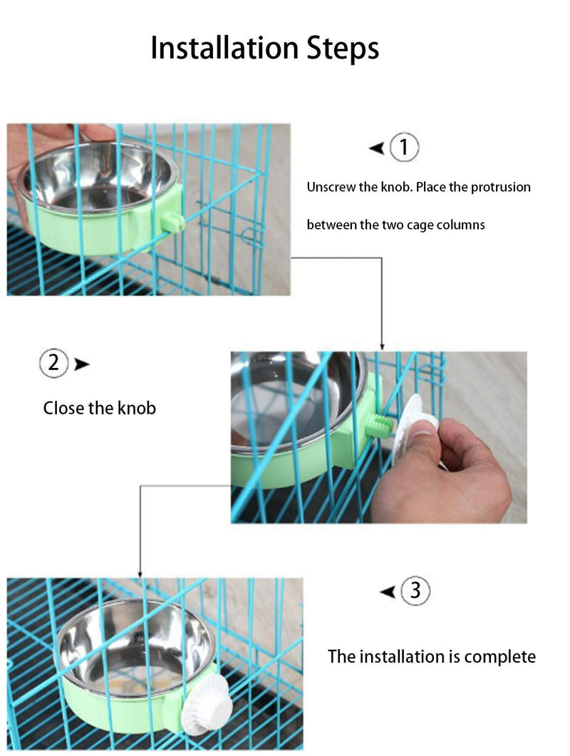 Dog Cage Crate Water Bowls Dog Food Bowl Cat Feeding Bowl 2-in-1 Pet Hanging Bowl Removable Stainless Steel Dog Bowl with Plastic Puppy Feeder Food Water Bowl for Dog Cat Bird Rabbit Hamster Ferret Blue - PawsPlanet Australia