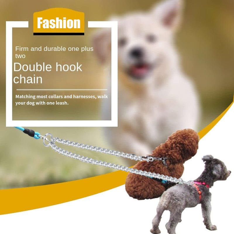 DWE Metal Dog Leash 2 Way No Tangle Double Leash Dog Leash for Large and Medium Dogs (S-3.0mm x 50cm) S-3.0mm*50cm - PawsPlanet Australia