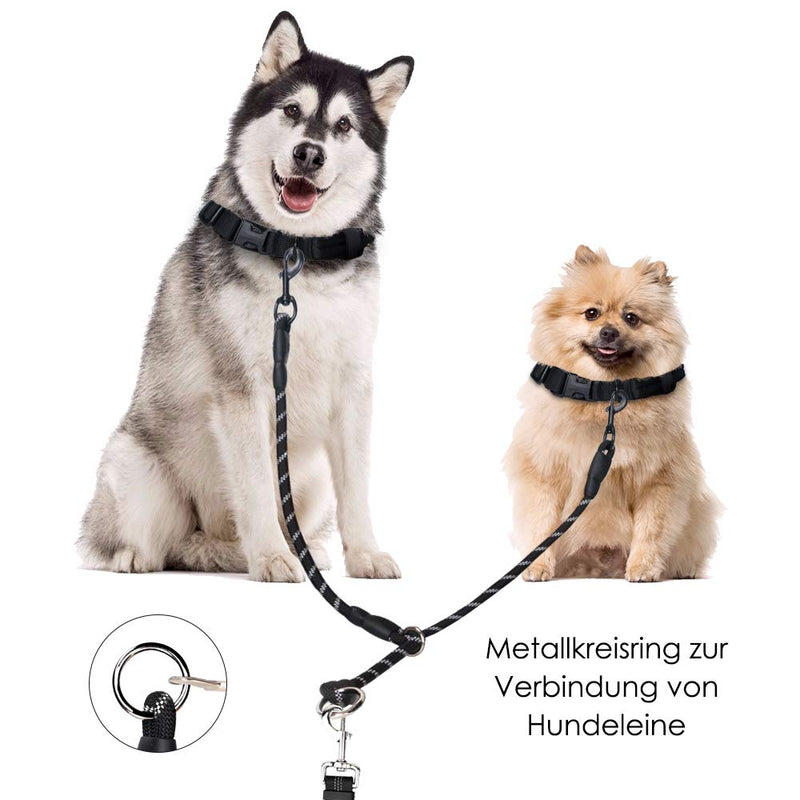 SlowTon Double Leash Dog Leash for 2 Dogs No Tangle Reflective Adjustable Splitter Splitter Adjustable Splinter Leash with Sliding Running Training and 360 ° Swing Hook (Black) black - PawsPlanet Australia