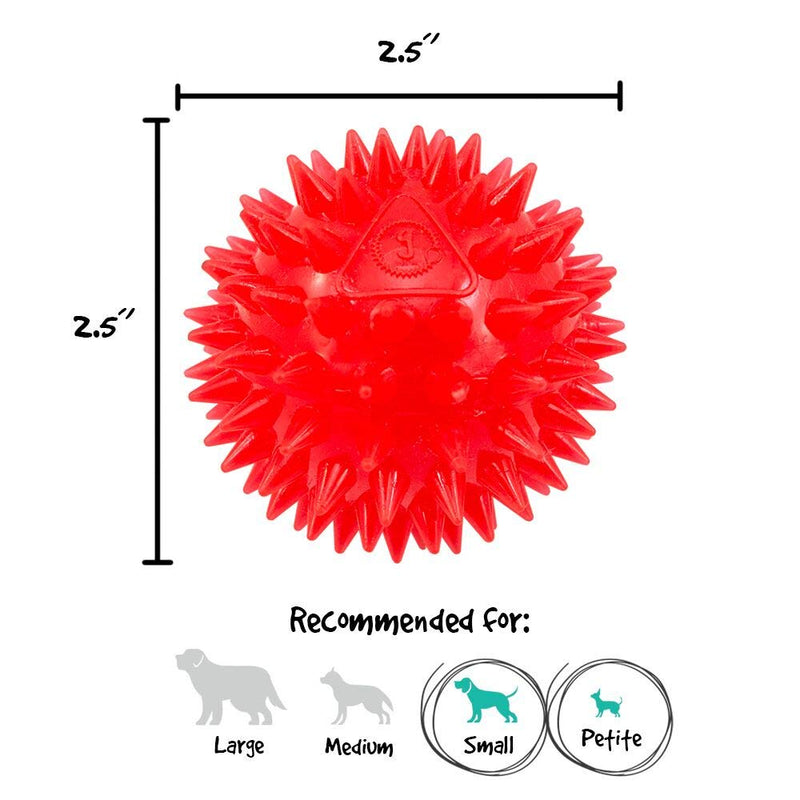 [Australia] - Gnawsome 2.5” Spiky Squeak & Light Ball Dog Toy - Small, Cleans teeth and Promotes Dental and Gum Health for Your Pet, Colors will vary 