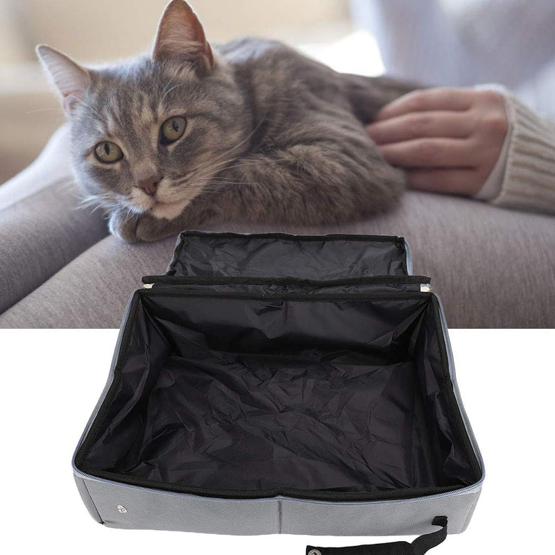 Folding Cat Litter Box, Collapsible Portable Cat Litter Box Home Outdoor Travel Foldable Waterproof Pet Toilet with Cover (L-Grey) L Grey - PawsPlanet Australia