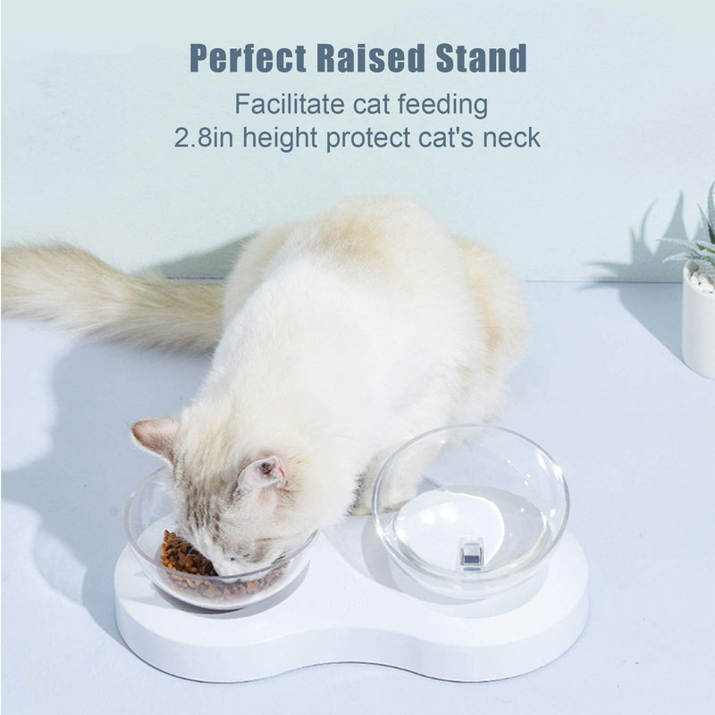 Double Cat Bowls Elevated Pet Food Water Bowl Raised Elevated Adjustable Height 20 Degree Tilt Design Neck Guard Stand Raised The Bottom for Cats and Small Dogs (Double Bowl) - PawsPlanet Australia