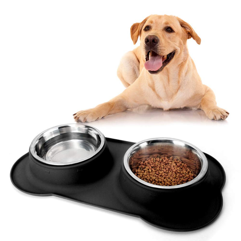 Large Dog Bowl, 2 x1500 ml Stainless Steel Dog Bowl with Non-Spill Non-Slip Silicone Tray Mat ，for Cats Bowl Puppy Small Medium Dogs Food and Water Feeding XL 2×1500 ml - PawsPlanet Australia