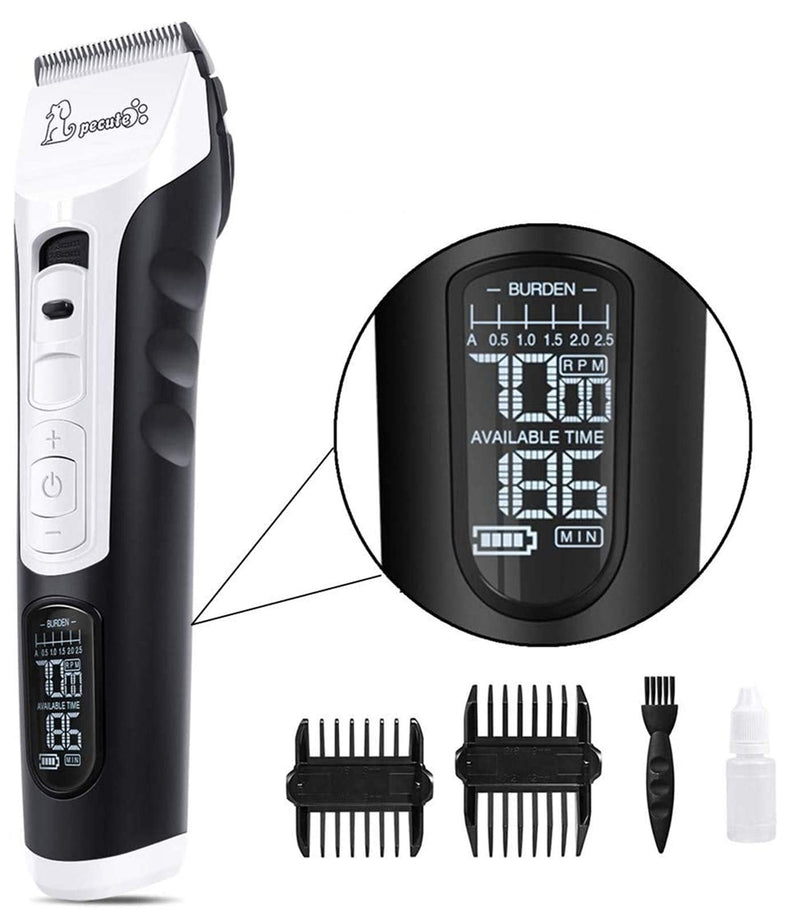 pecute Pet Hair Trimmer Dog Clippers Dogs Cats Timmer Hair Trimmer Pet Grooming Clipper Kits Long Hair Hair Trimmer for Cats Dogs Black (5 Speeds) - PawsPlanet Australia