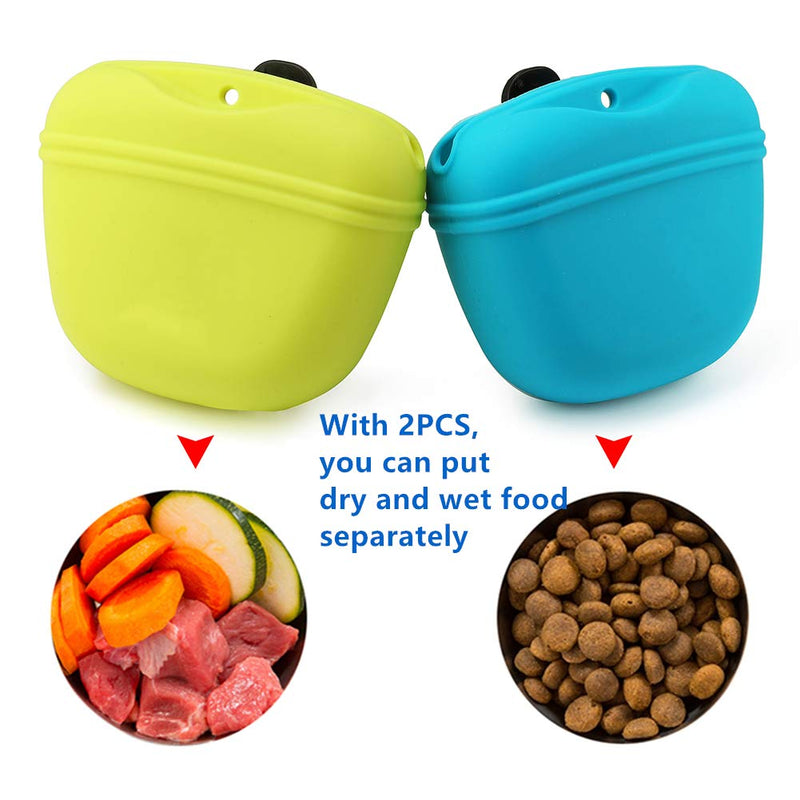 RoyalCare Silicone Dog Treat Pouch-Small Training Bag-Portable Dog Treat Bag for Leash with Magnetic Closure and Waist Clip 10oz X2[US Design Patent] - PawsPlanet Australia
