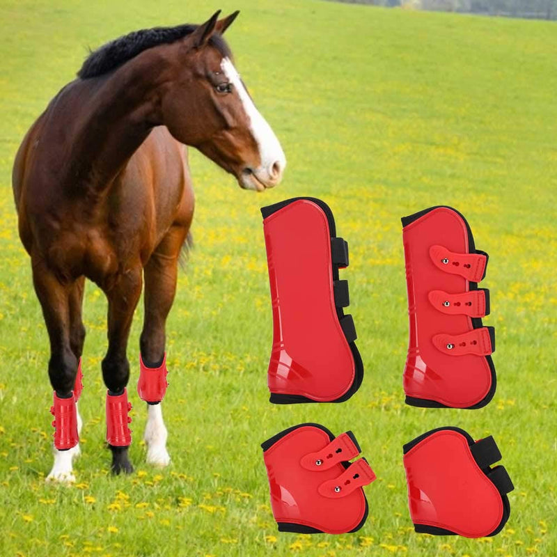 FILFEEL Summer Surprise Horse Leg Guard, A Set of Fore Hind Leg Boots Adjustable Leg Guard Protector Horse Riding Equipment(L-RED) - PawsPlanet Australia