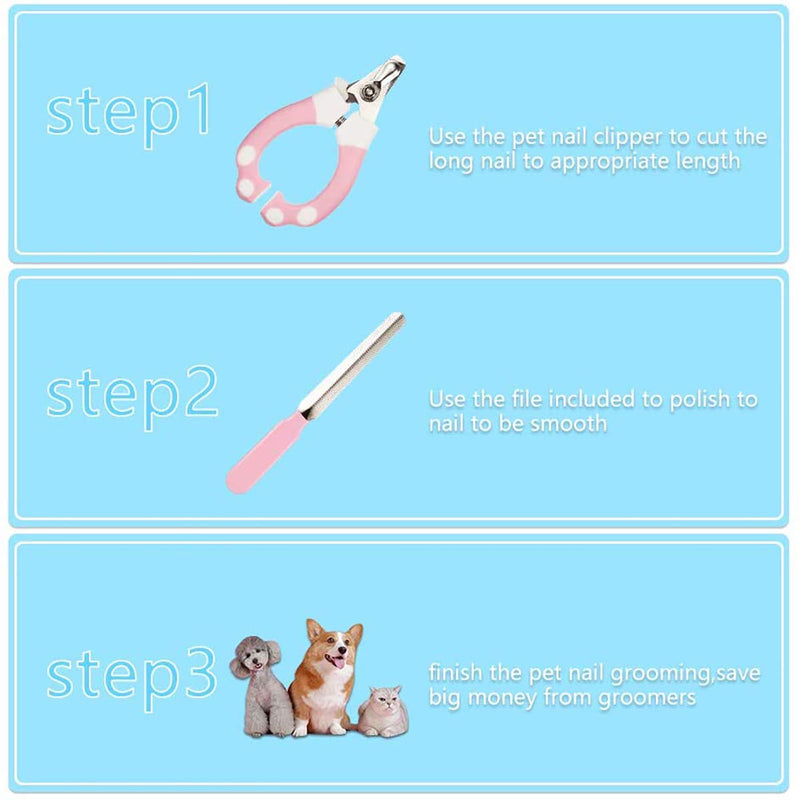 Pet Nail Clipper,With Safety Guard to Avoid Over Cutting,Cat Nail Trimmer with Sturdy Non Slip Handles,Razor Sharp Blade,Professional Pet Nail Clippers for Small and Large Animals (PINK) PINK - PawsPlanet Australia