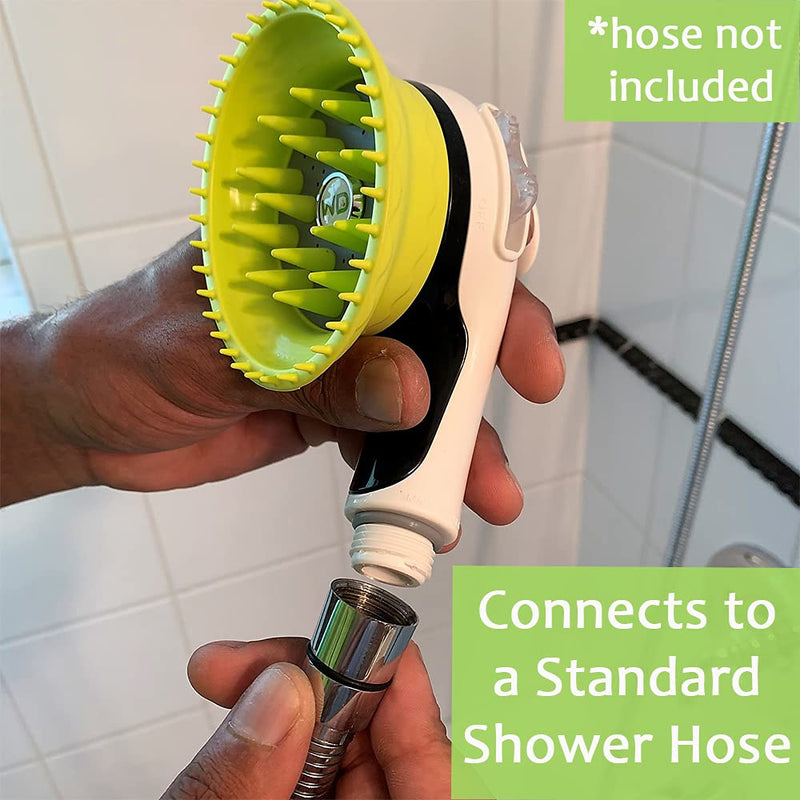 WD Handheld Shower Brush with On/Off Switch | Shield Water While Brushing and Washing Simultaneously | Dog Washing Shower Attachment Regular - PawsPlanet Australia