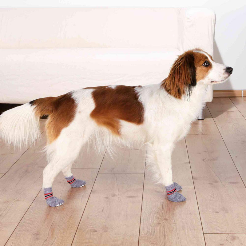 Trixie Hundesocken, Anti-Rutsch, M–L, 2 St., grau Medium-Large - PawsPlanet Australia