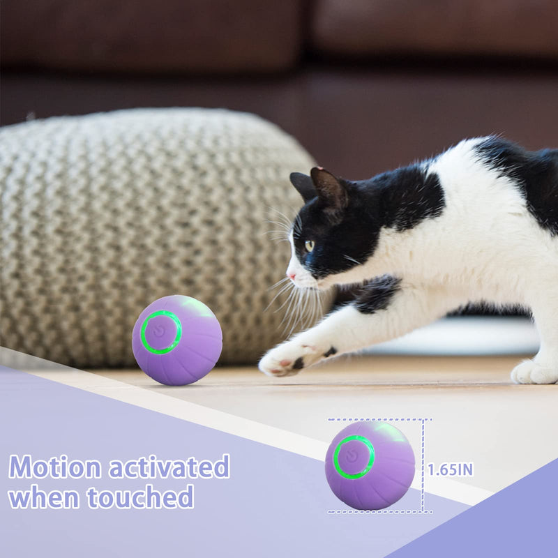 MADDEMCUTE Interactive Cat Ball Toys with LED Lights,2 Modes Active Rolling Ball for Indoor Cats & Small Dogs,USB Rechargeable Peppy Automatic Self-Propelling Ball for Puppy Small Medium Pets - PawsPlanet Australia