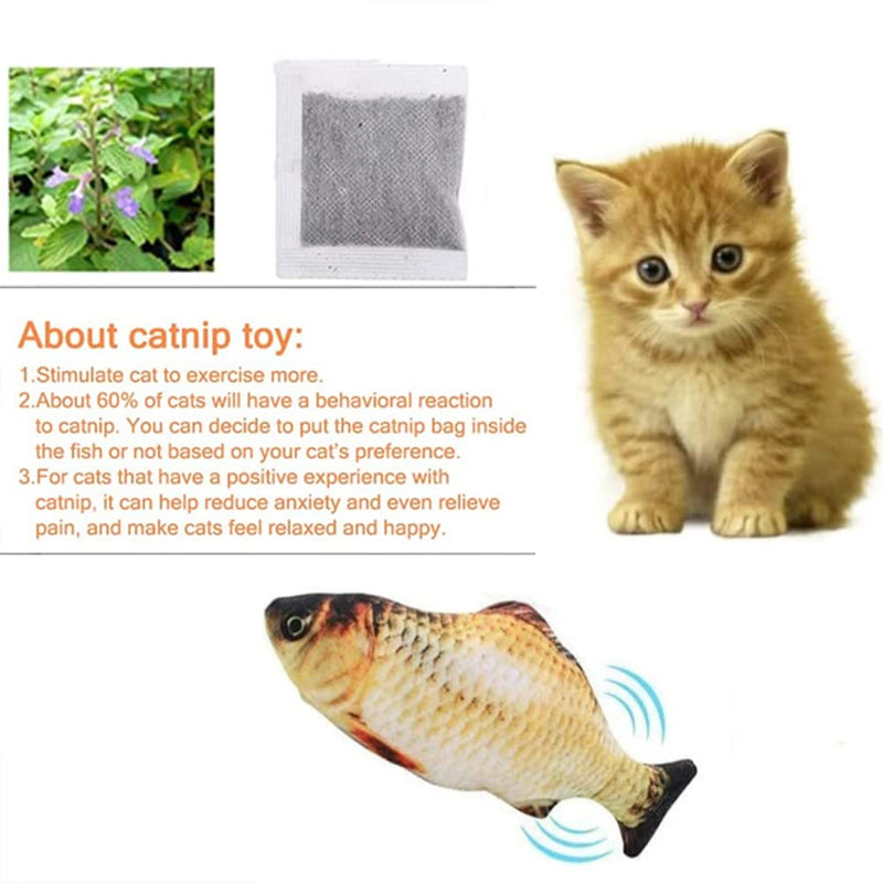 BangShou Cat Toy Fish Electric with Catnip Rechargeable Interactive Simulation Washable Plush Fish Toy (crucian carp) Crucian carp - PawsPlanet Australia