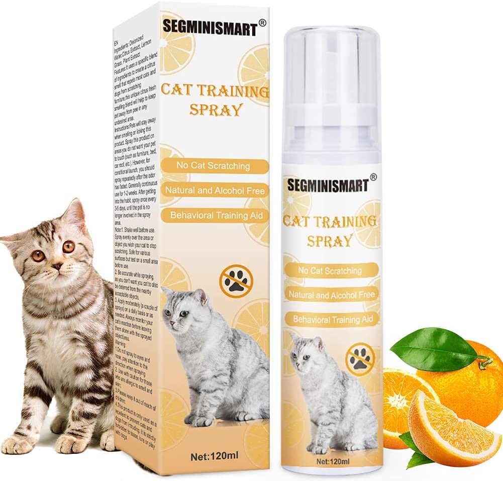 SEGMINISMART Scratch-resistant spray, anti-scratch spray for cats, scratch protection for cats, dogs, cat repellent spray for indoor and outdoor use, scratch-resistant for sofa, door, table, furniture, protects your home 120 ml - PawsPlanet Australia