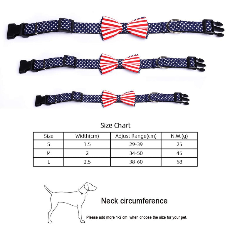 [Australia] - H-Shero 4th of July Independence Day American Flag Bowtie Pet Dog Collar in 3 Different Sizes Medium:width 2.0cm, adjustable 34-50cm 