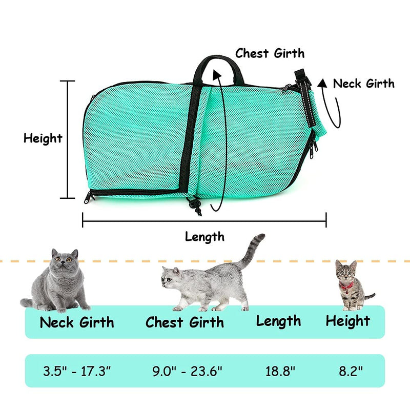 AWOOF Cat Bathing Bag Adjustable Cat Grooming Bag Anti Scratch & Bite Polyester Soft Portable Mesh Cat Washing Bag for Small Medium Large Cats Nail Trimming Ear Cleaning Medicine Taking - PawsPlanet Australia