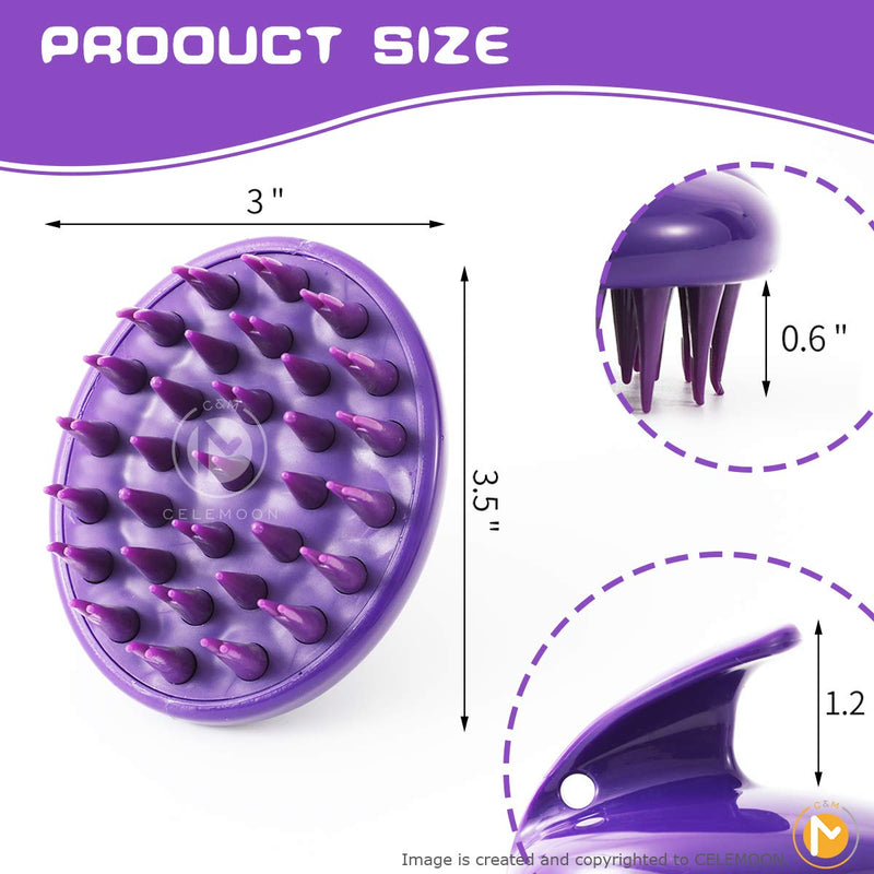 [Soft Silicone Pins] CeleMoon Ultra-Soft Silicone Washable Cat Grooming Shedding Massage / Bath Brush - Safe & No Scratching any more - Purple - PawsPlanet Australia