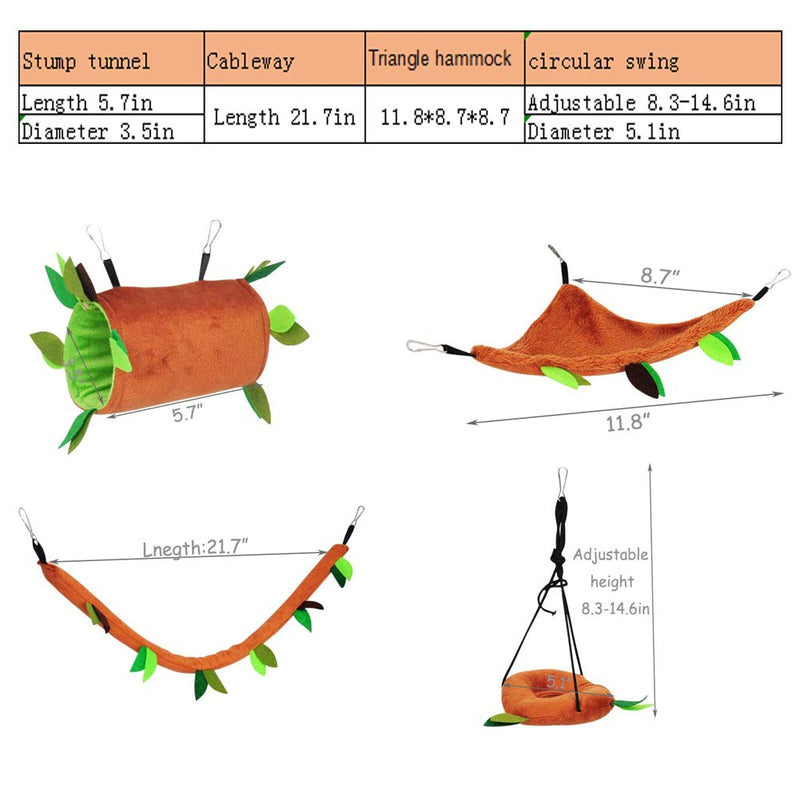 Hamiledyi Hamster Hammock Small Animals Hanging Warm Bed House Organic Natural Apple Wood Chewing Stick Rat Cage Nest Accessories Toy Hanging Tunnel and Swing for Sugar Glider Squirrel 5-PACK - PawsPlanet Australia