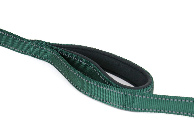 [Australia] - Wagtime Club Soft &Thick Dual Handle 6FT Dog Leash, Premium Strength Double Padded Handles - Vibrant Colors with Reflective Option Reflective Hunter Green 