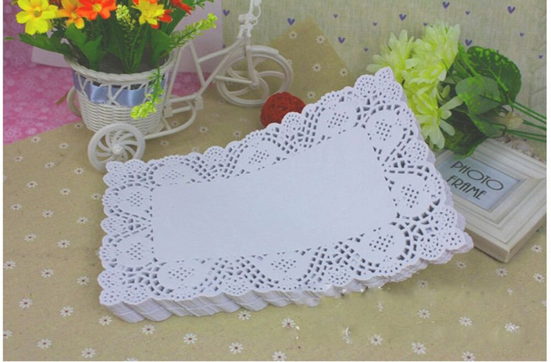 DECORA 9X6.5 Inch Rectangle White Paper Doilies for Birthday Party Wedding Tableware Decoration,Pack of 200 S1 - PawsPlanet Australia