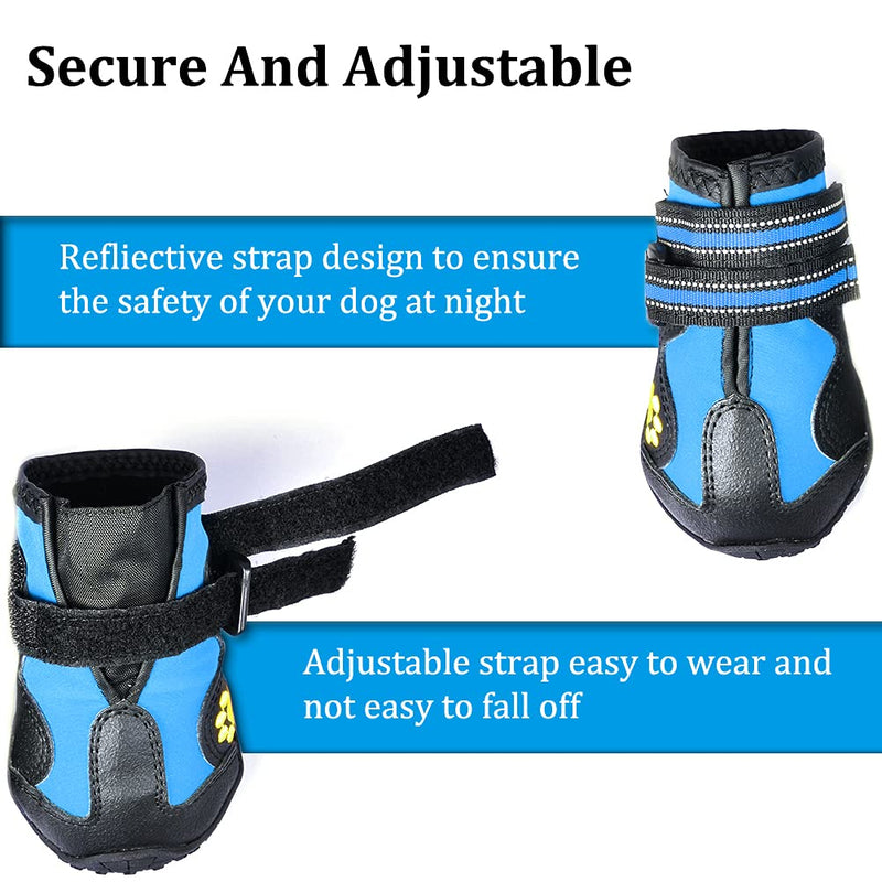 CovertSafe& Dog Boots for Dogs Non-Slip, Waterproof Dog Booties for Outdoor, Dog Shoes for Medium to Large Dogs 4Pcs Size 1: （2.3''x1.6'')(L*W) for 10-23 lbs Blue - PawsPlanet Australia