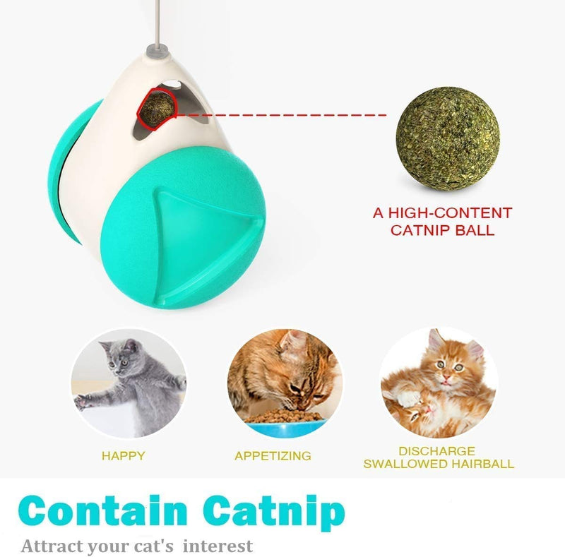 BLUK Interactive Cat Toys Cat Feather Toys for Indoor Cats,Cat Balance Swing Car Cat Chase Toys,Self Rotating Ball Roller Catnip Pet Toy for Kitten Kitty Entertainment Hunting Exercise,Blue Blue - PawsPlanet Australia