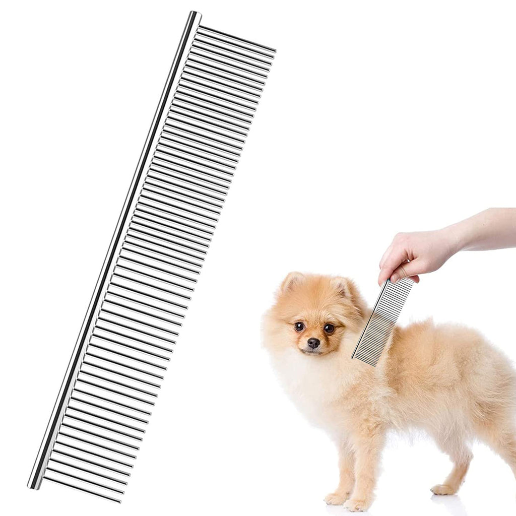 Stainless Steel Pet Comb for Dog Cat Pet Grooming Comb for Removing Tangles and Knots, Rounded Teeth Dog Comb for Large, Medium and Small Pets (19 x 3 cm) 19 x 3 cm - PawsPlanet Australia