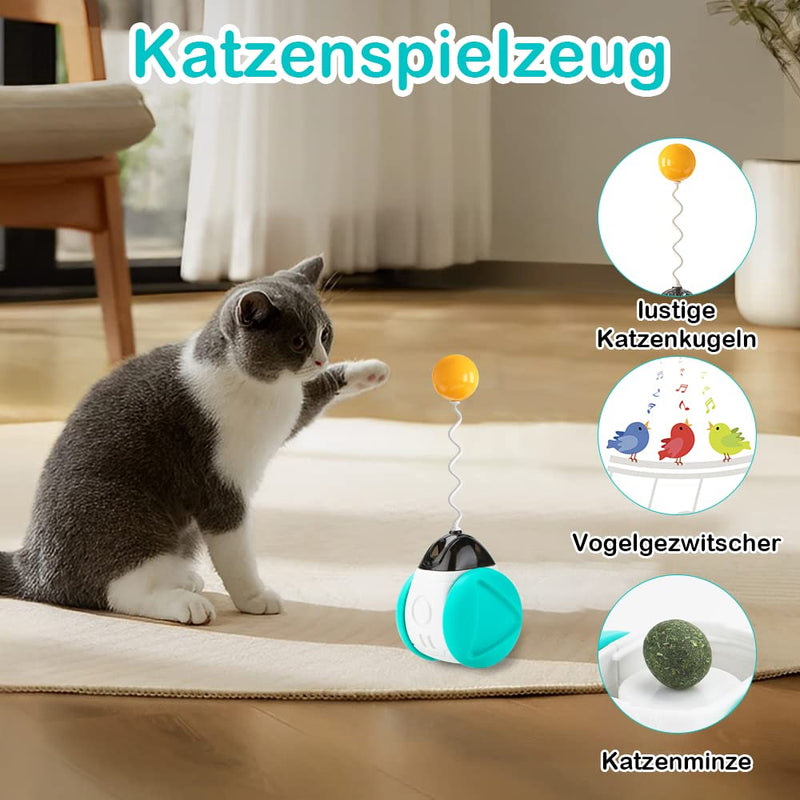 SHTALHST Cat Toy, Self-Employment, with Catnip & Birds Chirping, Funny Cat Ball, Tumbler Toy, Interactive Cat Toy, Helps Cats Increase Their Vitality Blue Lake - PawsPlanet Australia