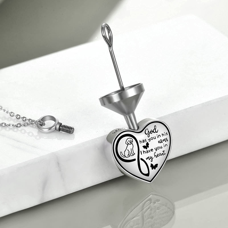 Dog Urn Necklace for Ashes Sterling Silver Pet Memorial Keepsake for Women Men Heart-shaped Puppy Cremation Jewelry - PawsPlanet Australia