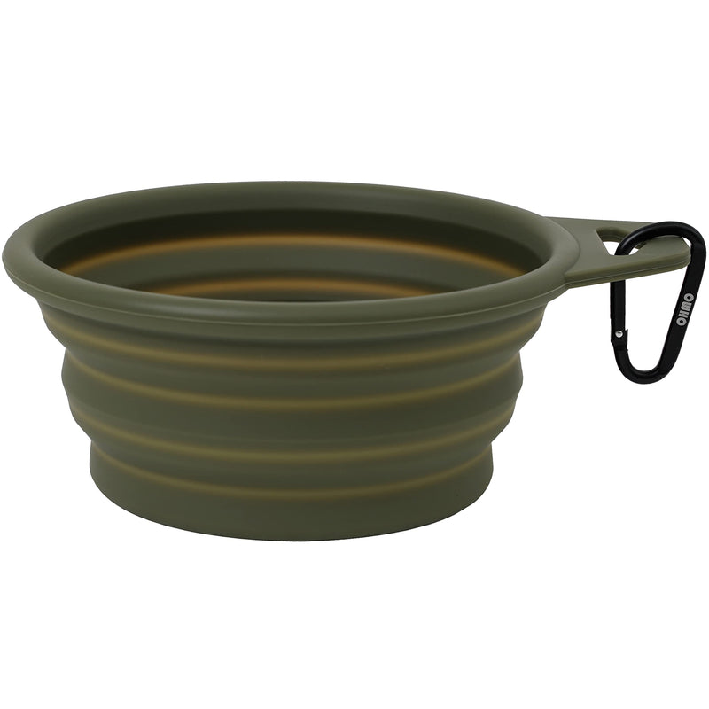 OHMO Collapsible Large Dog Bowl, 900ml, Portable Pet Feeding Bowl with Carabiner for Medium to Large Pets, Sturdy, Lightweight, Unique Designed, Great for Indoor Outdoor Travel (Camouflage Green) Camouflage Green - PawsPlanet Australia