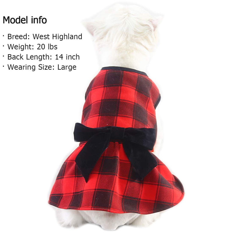 [Australia] - kyeese Dog Dress Red Buffalo Check Dog Dresses with Bowtie Small Medium Dog Dress for Fall Winter XS (3-4.5lbs) 