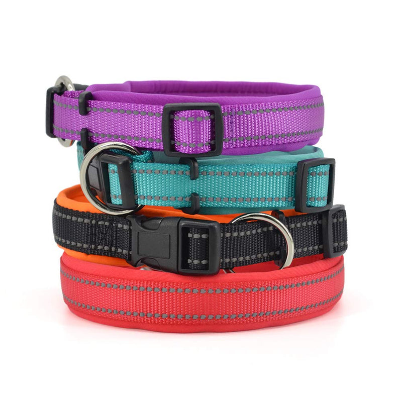 [Australia] - Padded Dog Collar, Weatherproof Puppy Collars, Adjustable Reflective Neoprene Padded Basic Dog Collars L(17.7-20.9in / 45-53cm) Red 