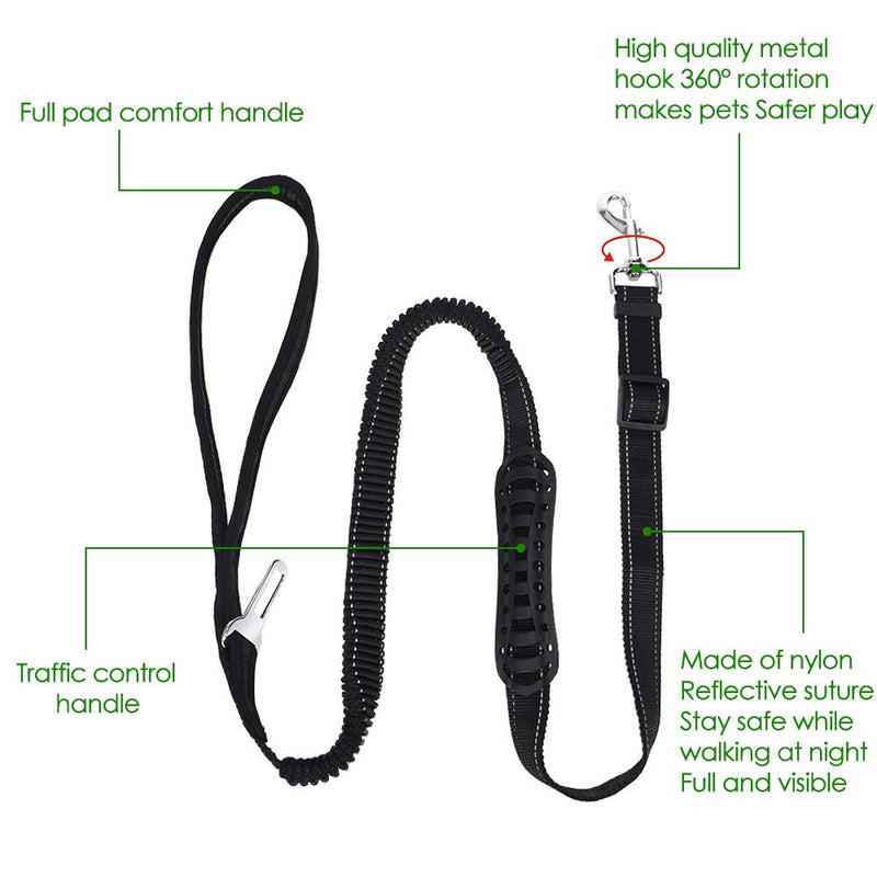 [Australia] - SlowTon 2 in 1 Dog Car Seat Belt + Leash, Heavy Duty Dual Use Adjustable Vehicle Seatbelt Tether Also 4FT Reflective Pet Walking Leads Durable Nylon Elastic Bungee for Training and Outdoors 