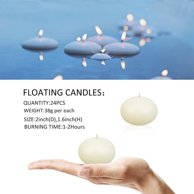 YIH 2" White Unscented Dripless Floating Tealight Shape Candles Set (24Pack) 2" Floating Candles - PawsPlanet Australia