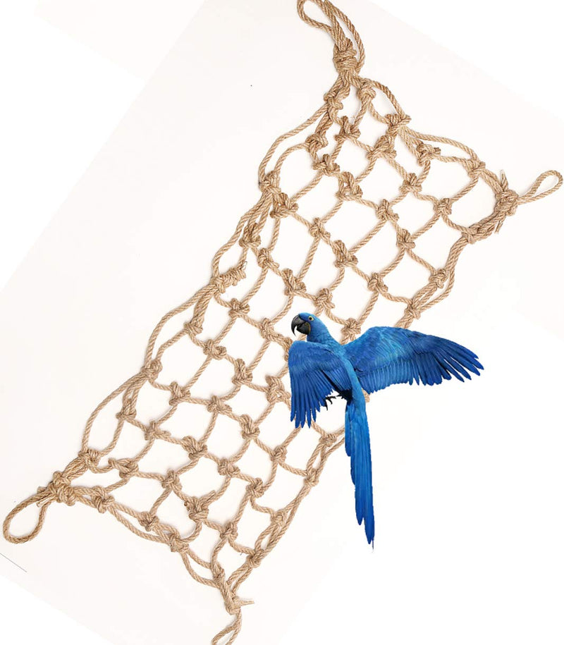 Morezi Parrot Bird Climbing Net Cotton Rope Cage Wood Hemp Rope Ladder Toy Play Gym Hanging Swing Net Parrot Perch Hammock Toy Decor for all kinds of parrot - PawsPlanet Australia