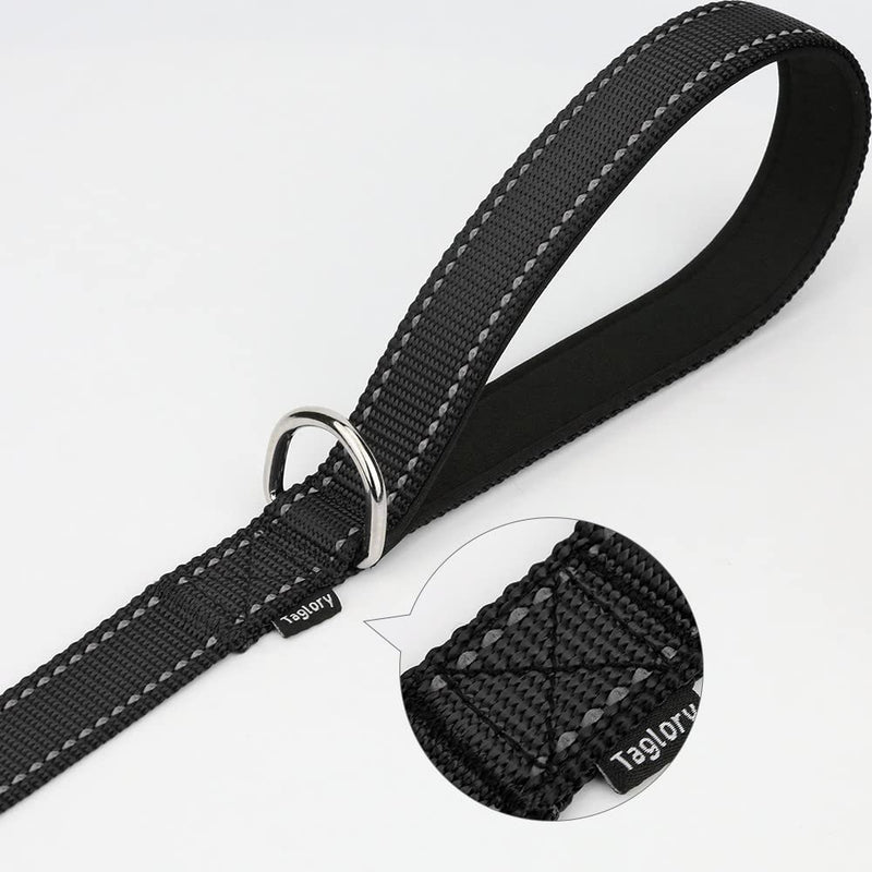 Taglory Dog Leash Small Dogs Lightweight | Double-sided reflective | Padded handle | Up to 10kg | 1.8mx 2cm | Black 1.8 m x 2.0 cm (pack of 1) - PawsPlanet Australia