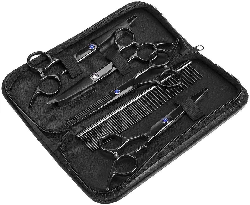 Dog Grooming Scissors Kit, Pack of 7 Rose Red Stainless Steel Professional Safe & Fast Cut Pet Grooming Scissors Set with Thinning Curved Shears and Comb - PawsPlanet Australia