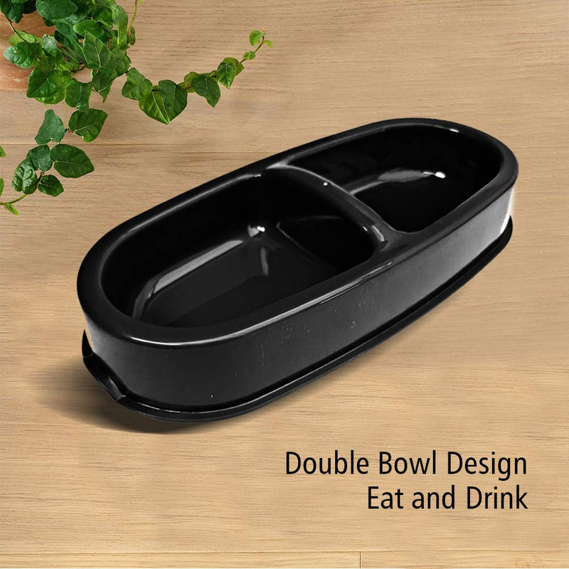 Cat Bowl – Black Coloured – Double Feeding Tray – NON-SLIP & SPILL FREE – Slightly Raised Platform – Protects Floor from Being Scratched - PawsPlanet Australia