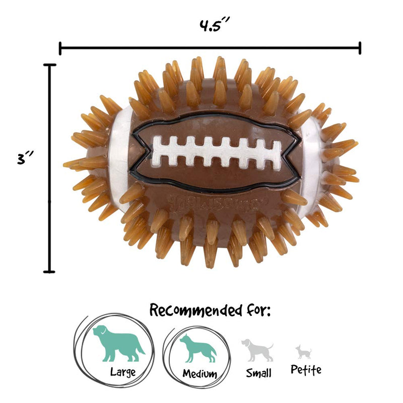 [Australia] - Gnawsome 4.5" Spiky Squeak & Light Football for Dogs - Durable, Rubber Bouncy Puppy Fetch & Chew Toy for Your Pet, Colors Will Vary 