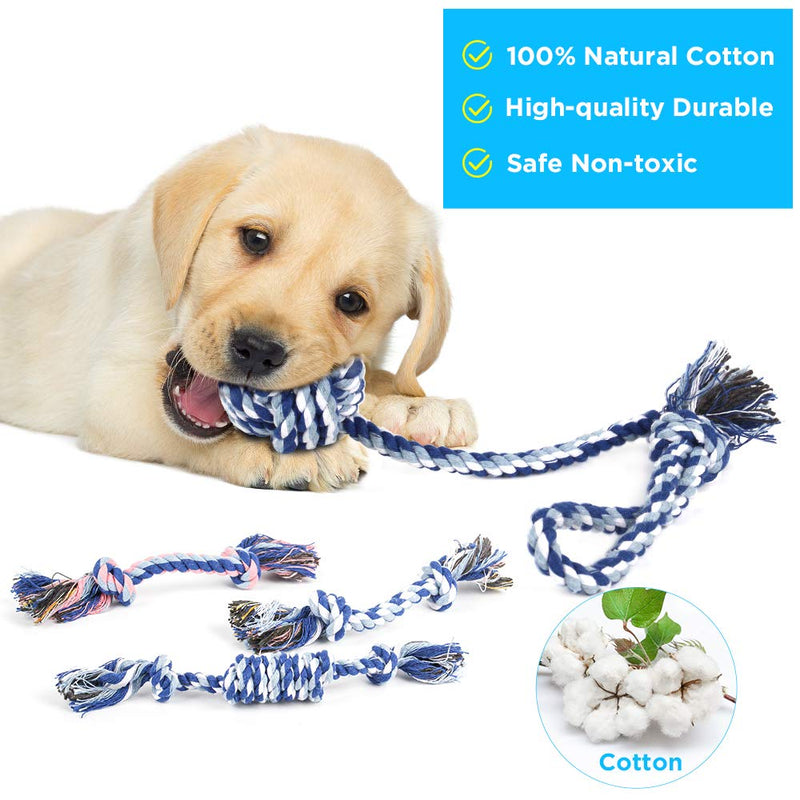 ABTOR Puppy Teething Chew Toys, 12 Pack Squeaky Dog Toys Stuffed Plush Puppy Toys, 100% Natural Cotton Rope Interactive Cute and Safe Non-Toxic Dog Chew Toys for Small/Medium Dogs - PawsPlanet Australia