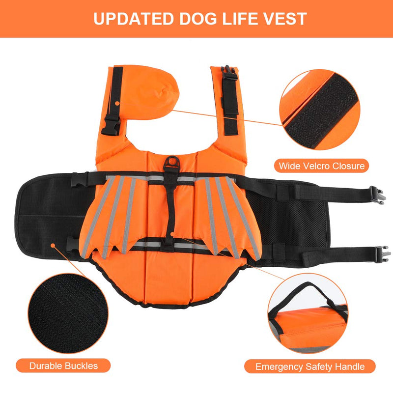 EMUST Dog Flotation Vest, Dog Safety Vest for Swimming, Beach Boating with Unique Angel Wings, Dog Flotation Vest for Small/Medium/Large Dogs, Orange, M Medium - PawsPlanet Australia