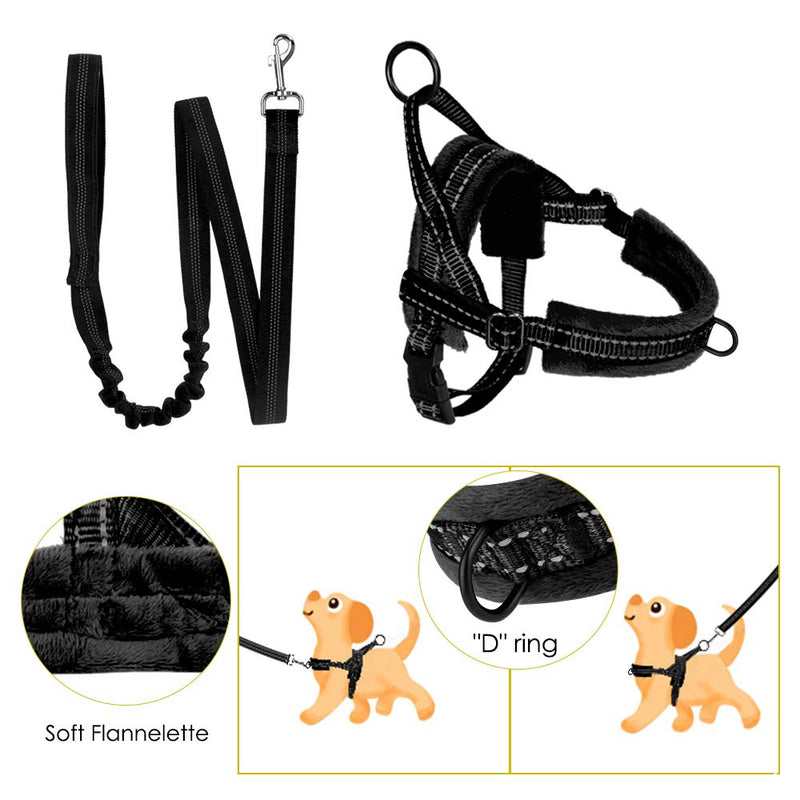 SlowTon No Pull Small Dog Harness and Leash, Front Lead Walk Vest Harness Soft Padded Reflective Adjustable Puppy Harness Anti-Twist Pet Lead Quick Fit for Small Dog Cat Animal XX-Small Black - PawsPlanet Australia