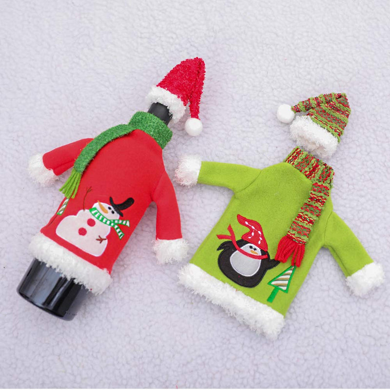 Christmas Wine Bottle Covers Snowman Wine Bottle Sweater Dress for Christmas Holiday Party Table Decorations SNOWMAN-1 - PawsPlanet Australia