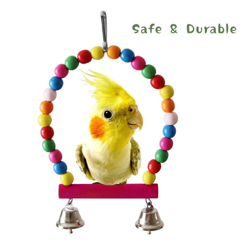 BWOGUE 5pcs Bird Parrot Toys Hanging Bell Pet Bird Cage Hammock Swing Toy Hanging Toy for Small Parakeets Cockatiels, Conures, Macaws, Parrots, Love Birds, Finches Bird Swing Ladder Toys - PawsPlanet Australia