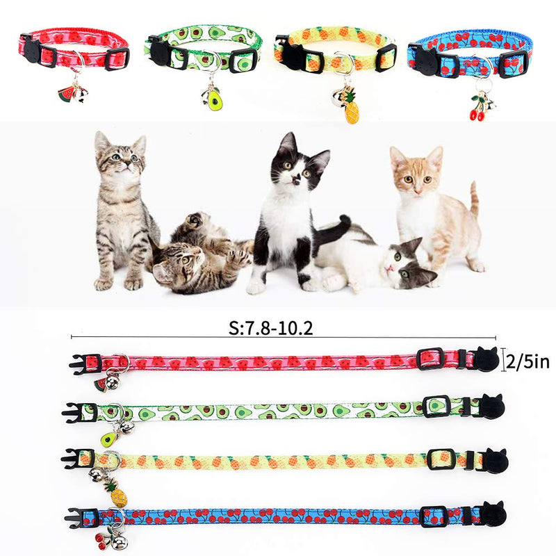 [Australia] - SuperBuddy Breakaway Cat Collar with Bell, 4 Pack Safety Adjustable Cat Collars Set 