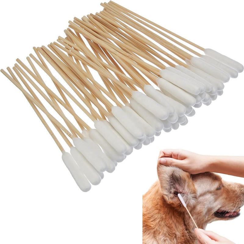 BCBF Pack of 200 long cotton swabs, ear swabs, dog ear cleaners, pets ear cleaners, long, ear cleaning swabs pet with wide head for pets, dogs, cats - PawsPlanet Australia